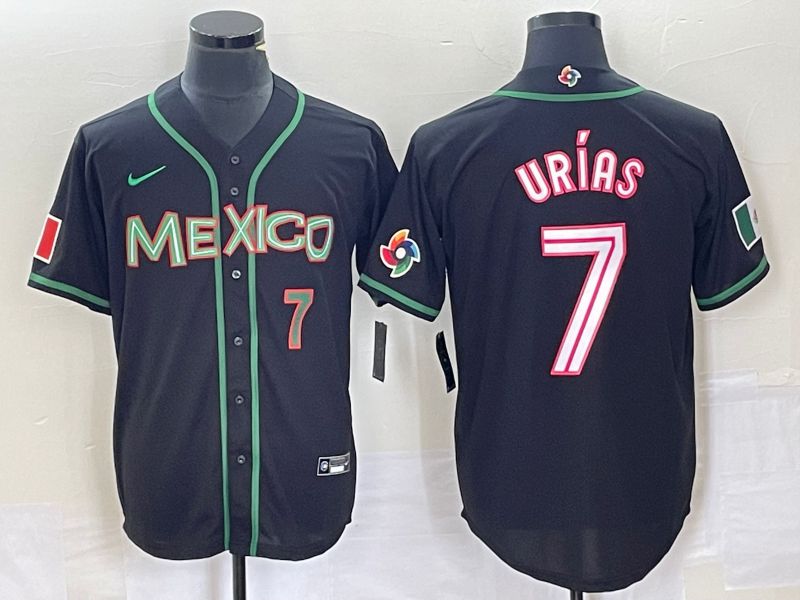 Men 2023 World Cub Mexico 7 Urias Black white Nike MLB Jersey37